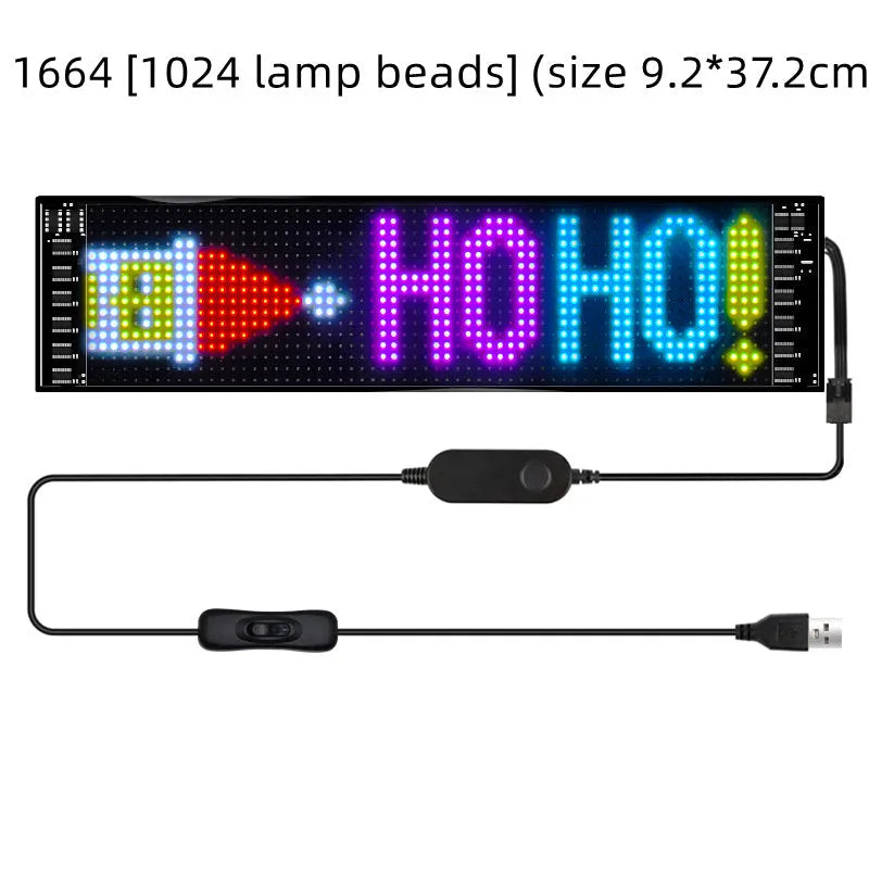 Flexible full-colour LED soft screen with Bluetooth app control, 120x985mm display area, and USB power
