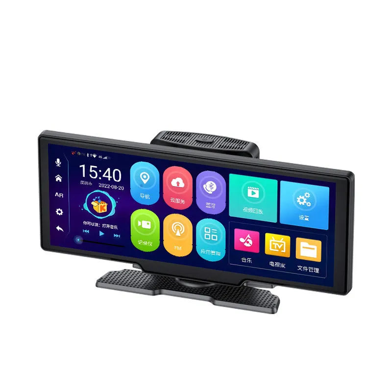 10-inch dashboard driving recorder with touch screen mounted in car
