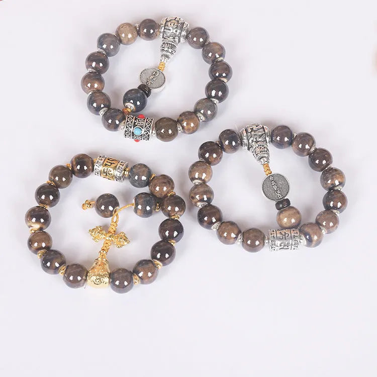 Men's coloured glaze Yonghe blessing bracelet with gradient ceramic chain in one of six colour options.