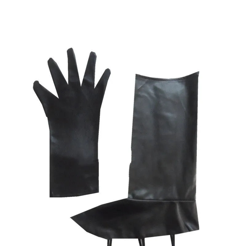 Men's black cotton and leather magic-themed cosplay costume suit for role-playing