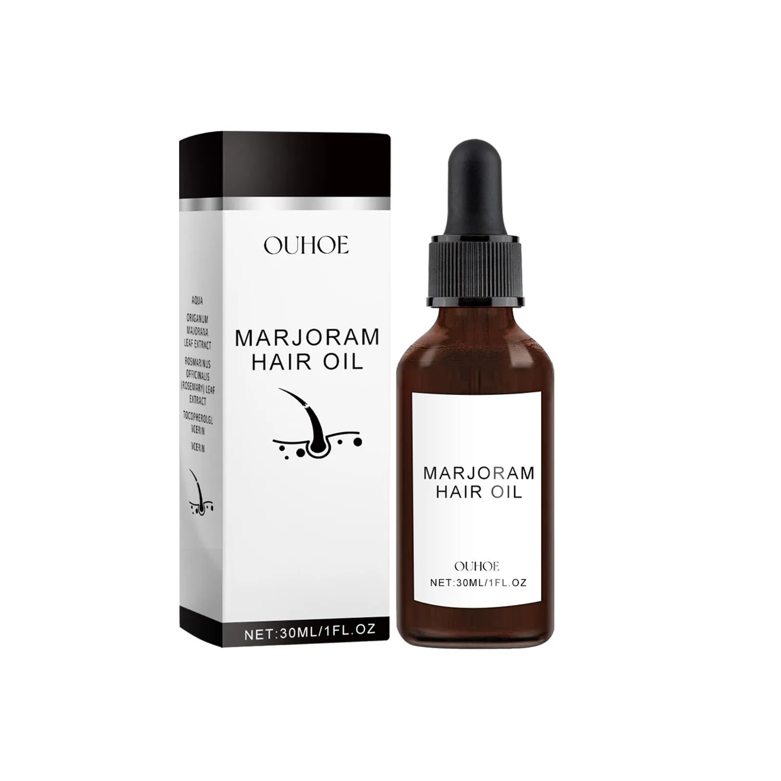 Marjoran Mi Hair Oil 30ml bottle with moisture replenishment formula for dry hair repair