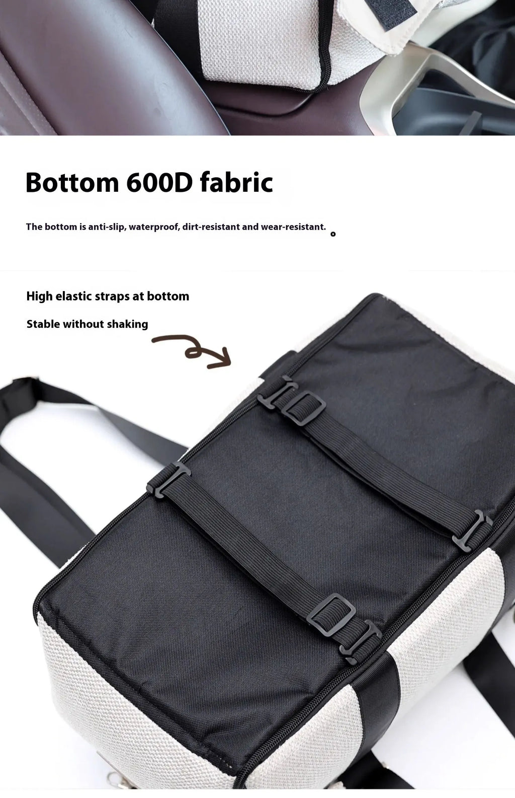 Beige white dual-use pet car nest and carrier for small pets up to 10 kg.
