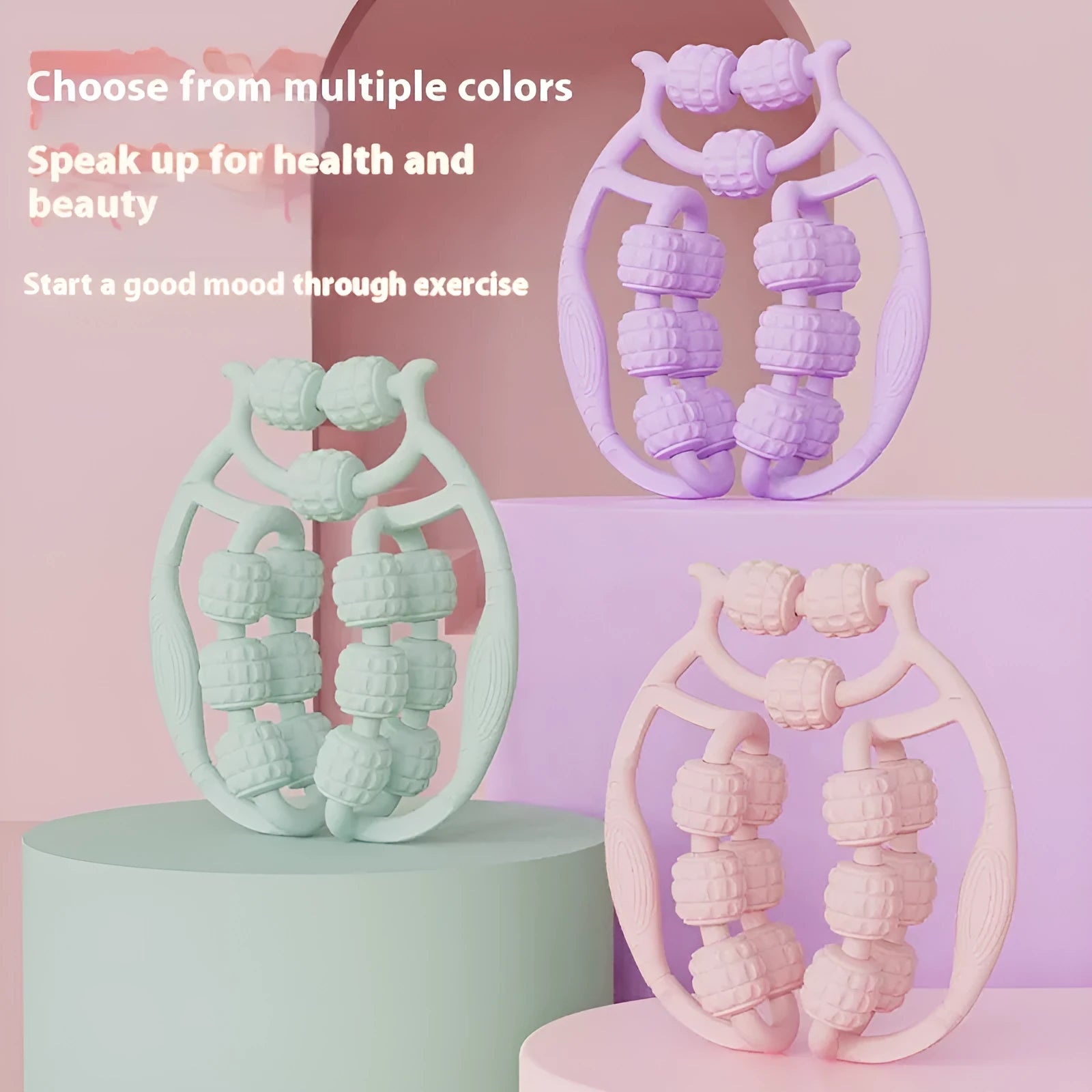 Ring clip leg massage roller machine with double-row wheels in various colour options