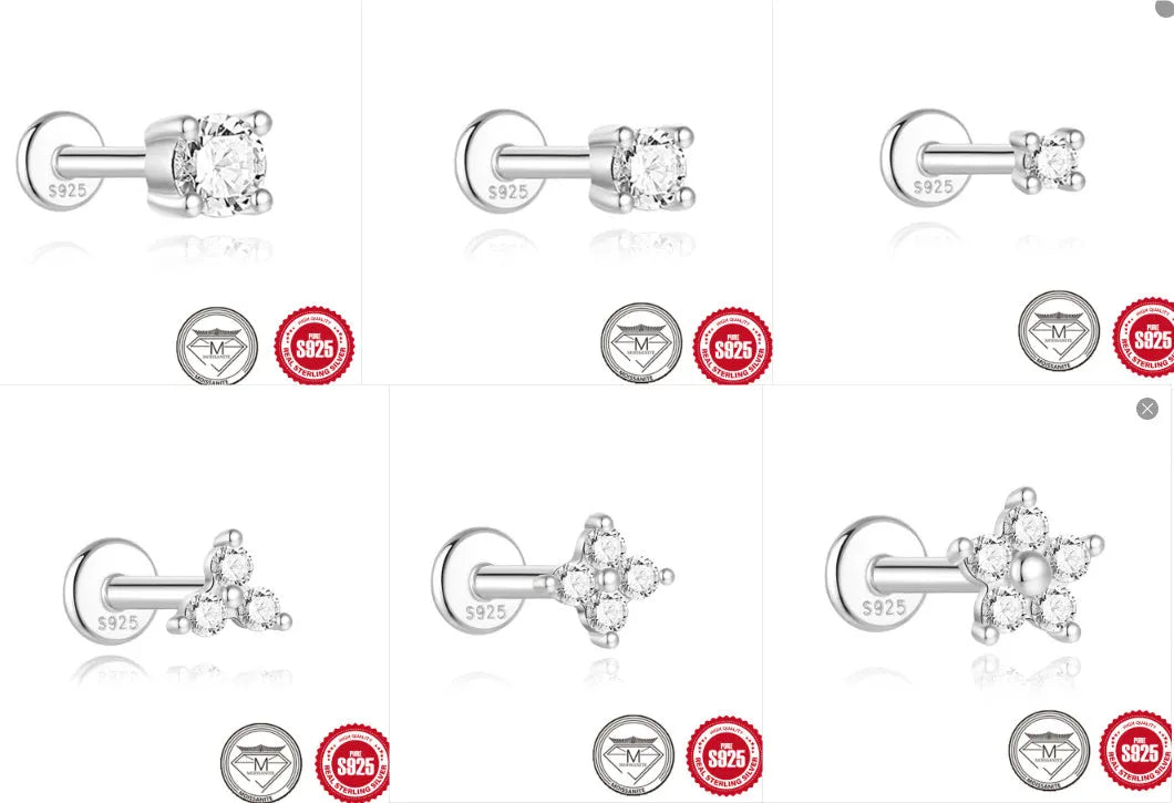 S925 sterling silver geometric earrings with petal designs and debris stud style in platinum colour
