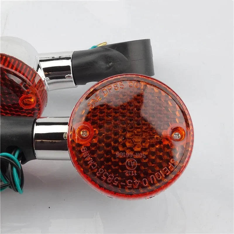 Motorcycle front and rear turn signal accessories set with soft rubber bulb assembly and lamp holders
