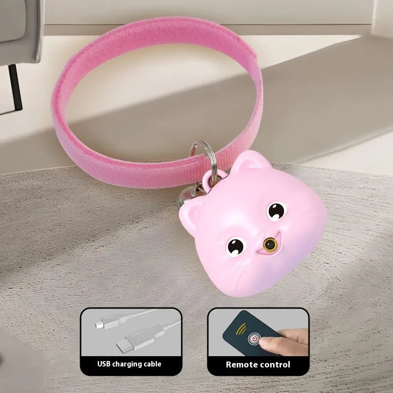 Rechargeable remote control cat collar with infrared halter toy in pink and blue options