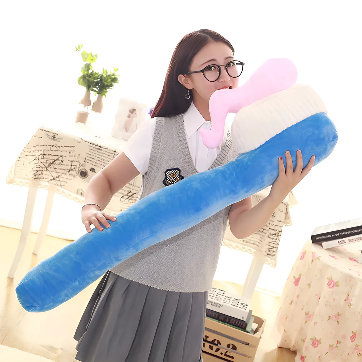 90cm tall cartoon toothbrush pillow plush toy photo prop in green, yellow, pink, and blue colours