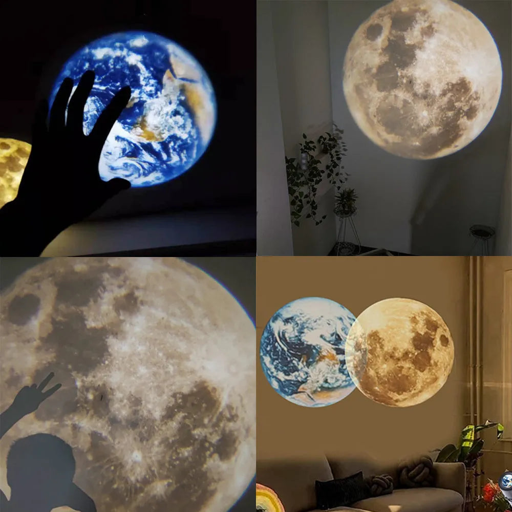 Star projector lamp showing earth projection with adjustable hose bracket