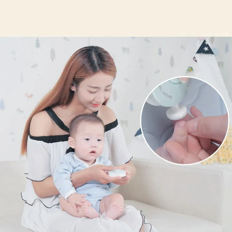 Baby electric nail polisher set with gentle grinding heads for newborn nail care