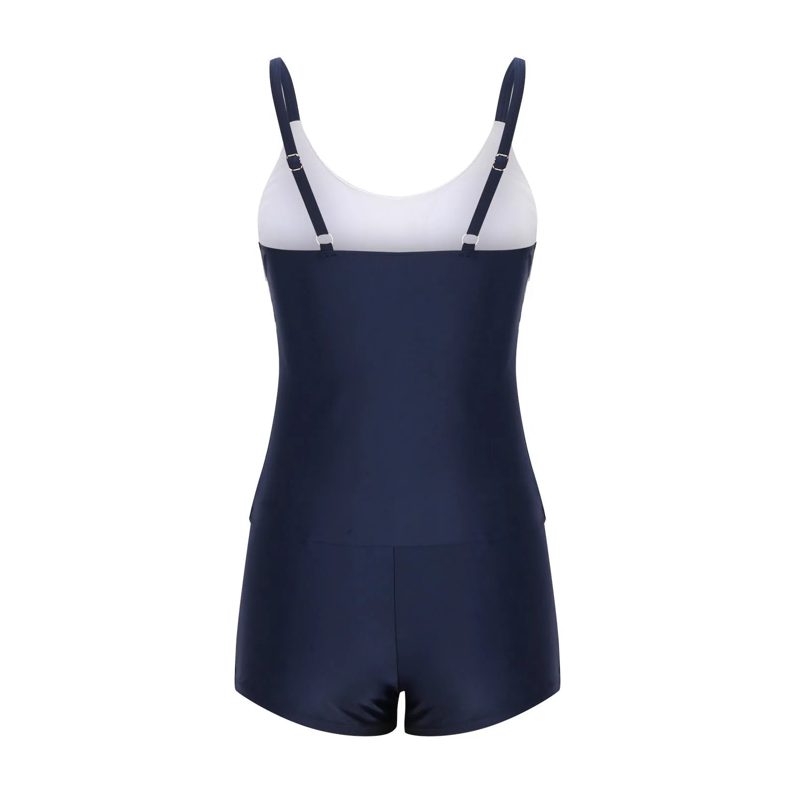 Ladies conservative stripe boyshorts swimsuit bikini in polyester fabric