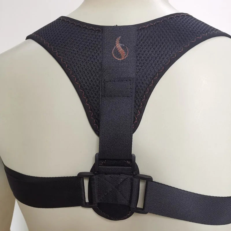 Adjustable composite cloth clavicular posture correction belt on a neutral background.