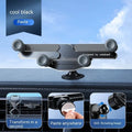 Silver aluminium alloy car phone holder with snap-on bracket mounted on a car air vent