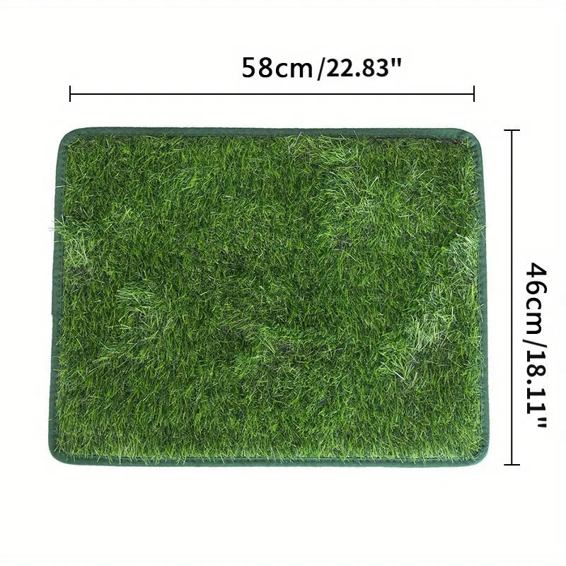 Artificial grass dog and cat toilet training mat in small, medium, and large washable sizes.