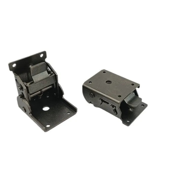 Furniture foot folding invisible hinge in electroplated finish for 0-90 degree cabinet doors.