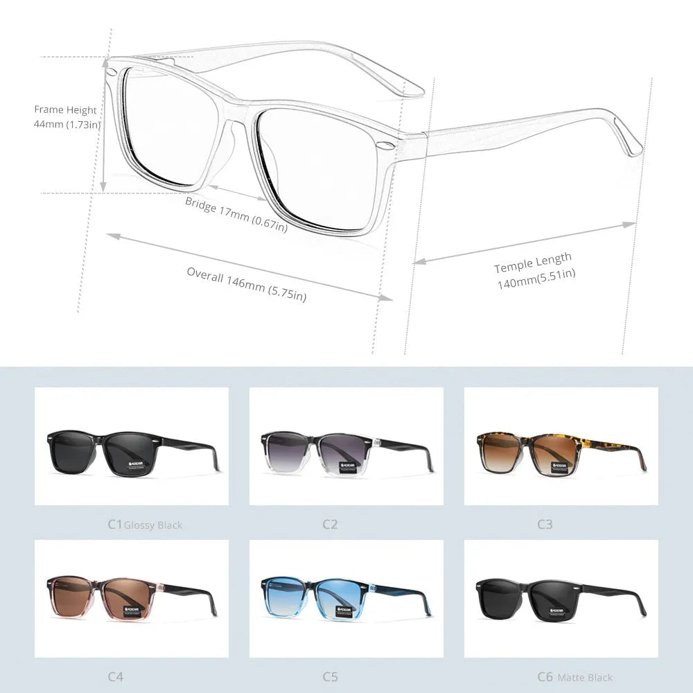 Square polarized sunglasses with TR90 frame and TAC lens in universal casual style
