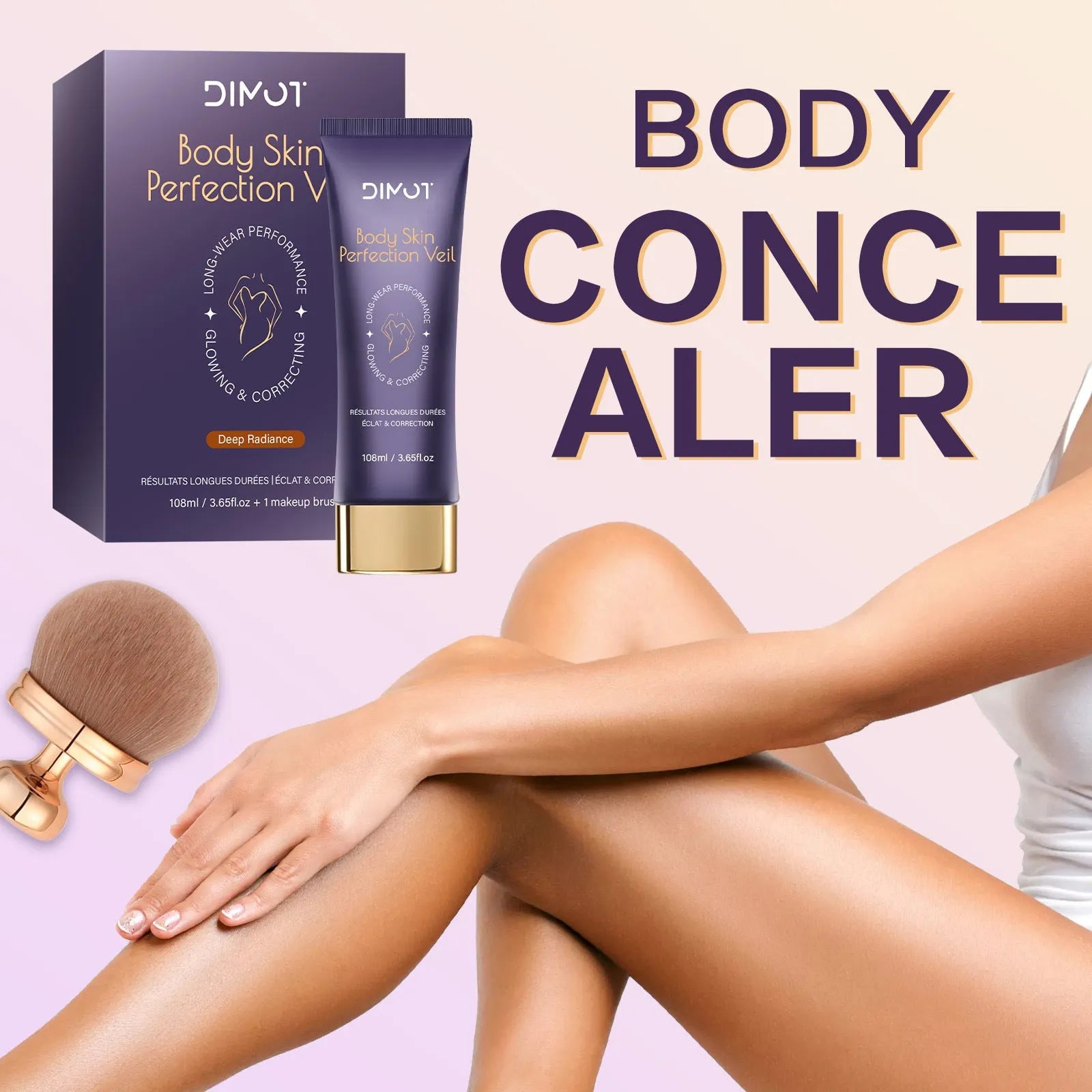 108ml waterproof body concealer cream jar with brush for tattoo and birthmark coverage