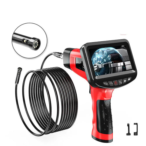 8.5mm dual lens endoscope inspection camera with flexible snake pipeline and memory card.