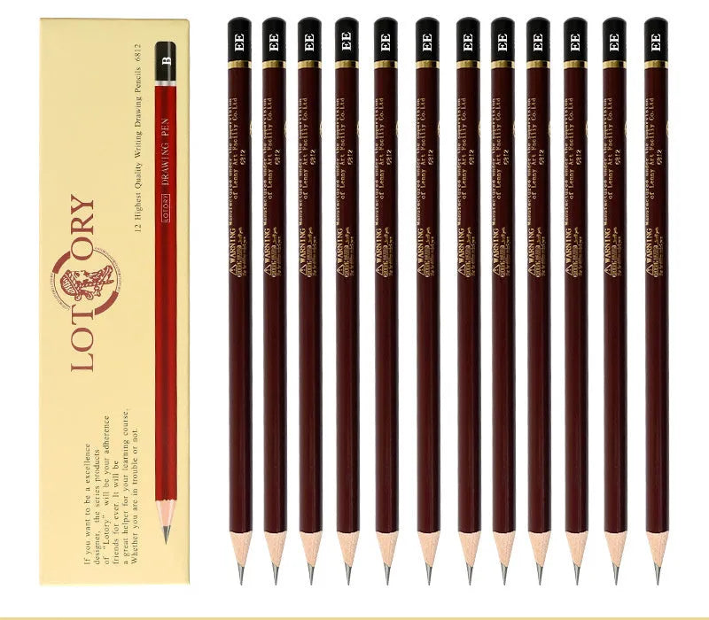 Charcoal pencil art set with multiple grades from 2H to EE including drawing charcoal and wire tools