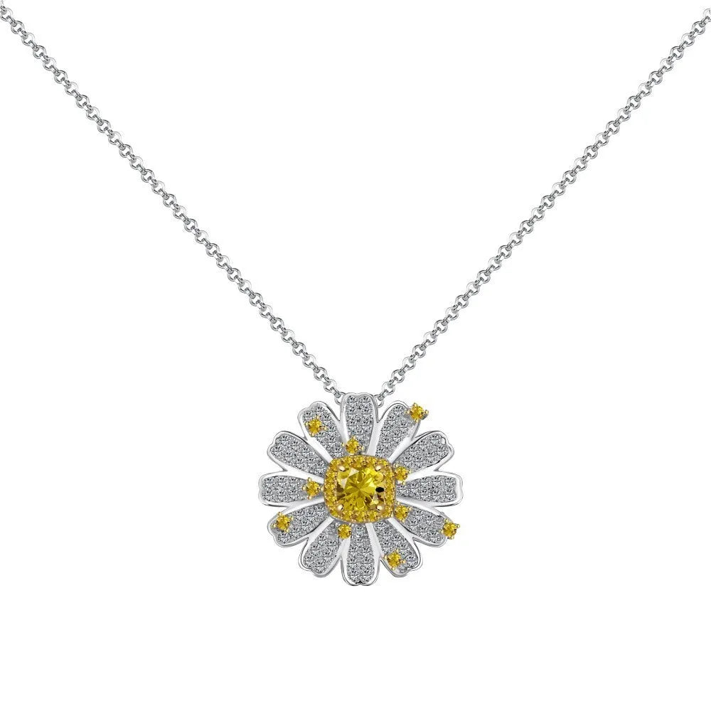 Women's 925 sterling silver ear studs with platinum colour and marigold-sunflower detail
