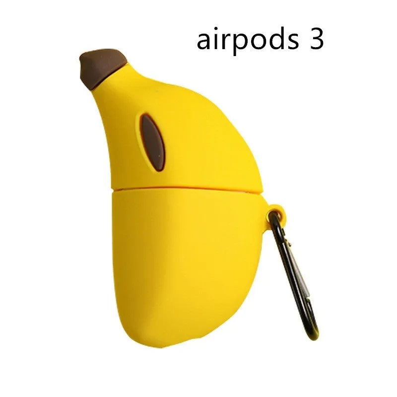 Yellow banana silicone protective case for compatible Apple AirPods Pro wireless headphones