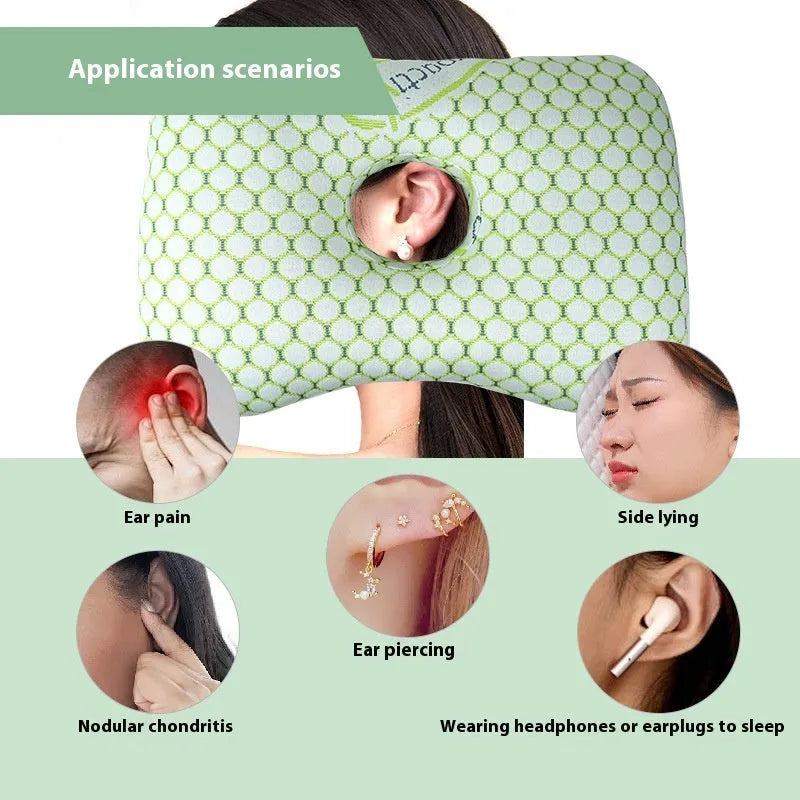 Single hole ear pillow for beauty salon treatments with detachable covers