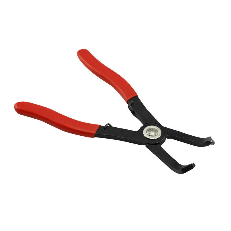 Red round nail removal pliers with PVC handles showing 0-26mm adjustable opening for interior door panel work