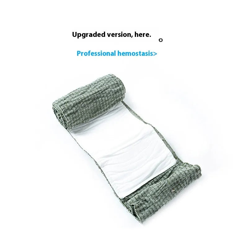 Portable outdoor hemostatic bandage and tactical gauze tape in 4-inch and 6-inch sizes.