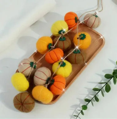 Wool felt pumpkin ornaments for doll decoration in six colours, 5cm diameter
