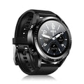 Black smart watch with blood pressure monitoring on silicone strap showing health metrics display