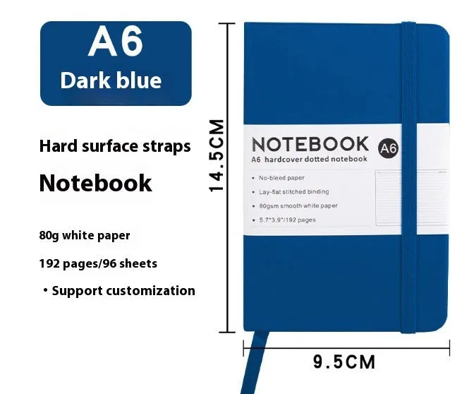 A5 office diary with hand skin feeling PU leather strap cover and lined inner pages