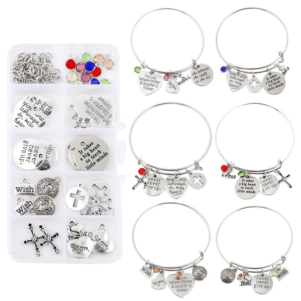 DIY earring set with heart-shaped alloy components in multiple colours, electroplated finish, in suit bag