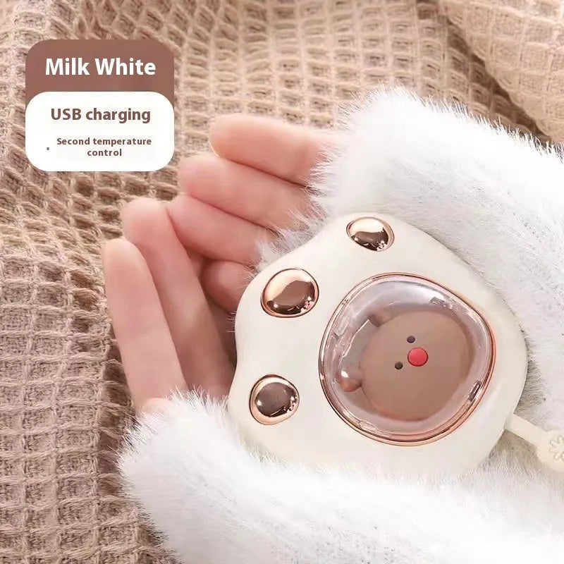 A portable hand warmer power bank with a digital display, shown in one of six available colours.