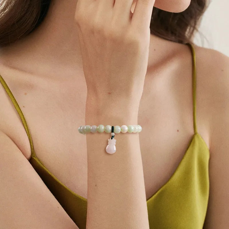 8mm jade floral purse bracelet in Chinese national style for men and women