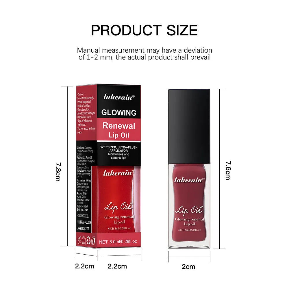 Glow Lip Gloss tube showing seven colour options with 8ml net content for nourishing moisturising lip care