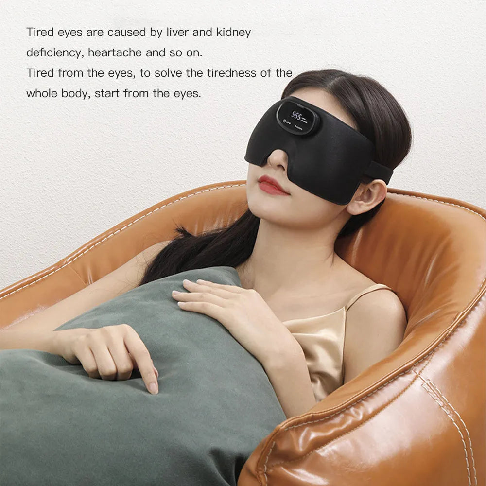 Black smart sleep aid eye mask with EMS massage feature