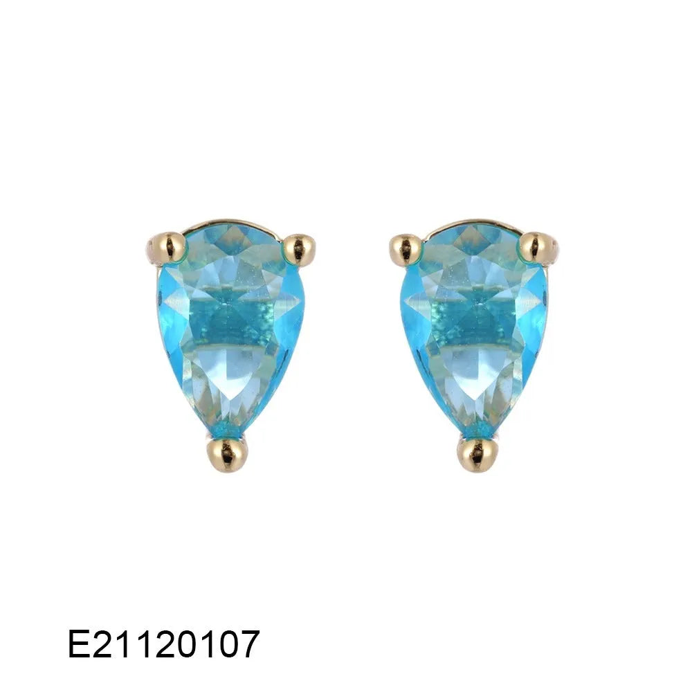 Gold-plated drop earrings with a candy-coloured pear-shaped zircon stone.