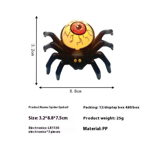 Plastic Halloween spider candlestick ornament with battery-operated candle light.