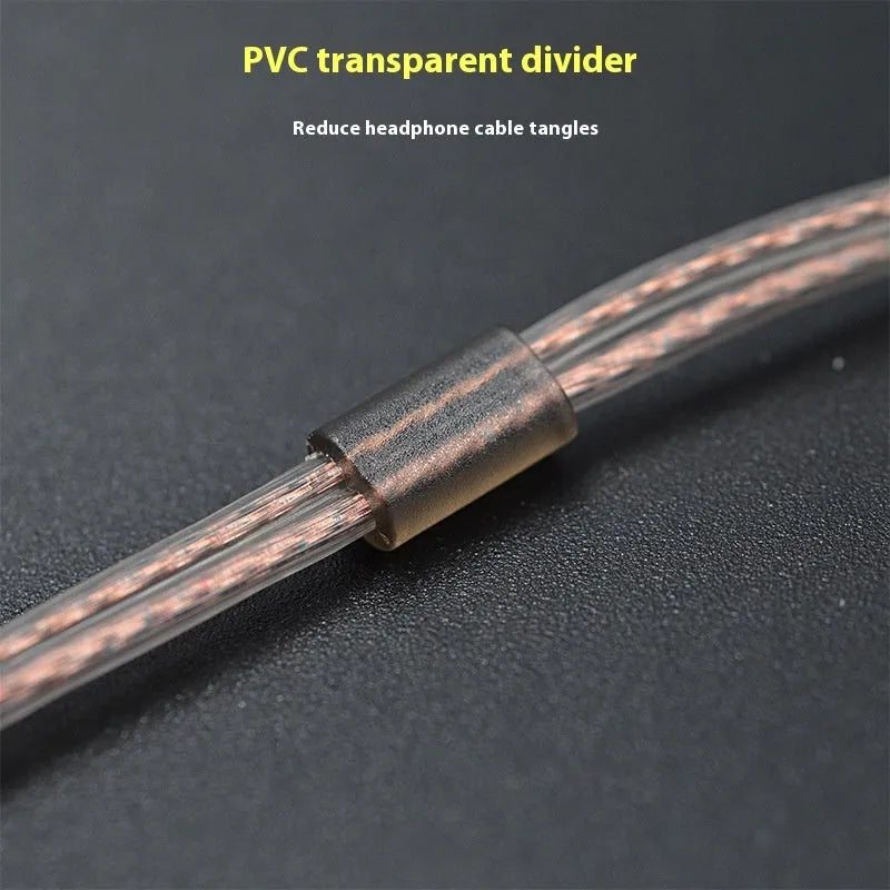 KZ high purity oxygen-free copper double pin earphone replacement cable in transparent black, Type B or Type C with or without wheat
