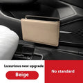 Leather car door container trash can in beige, showing compact size and hanging design for vehicle use