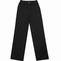 Women's black wash high-waist stretch denim straight-leg casual trousers