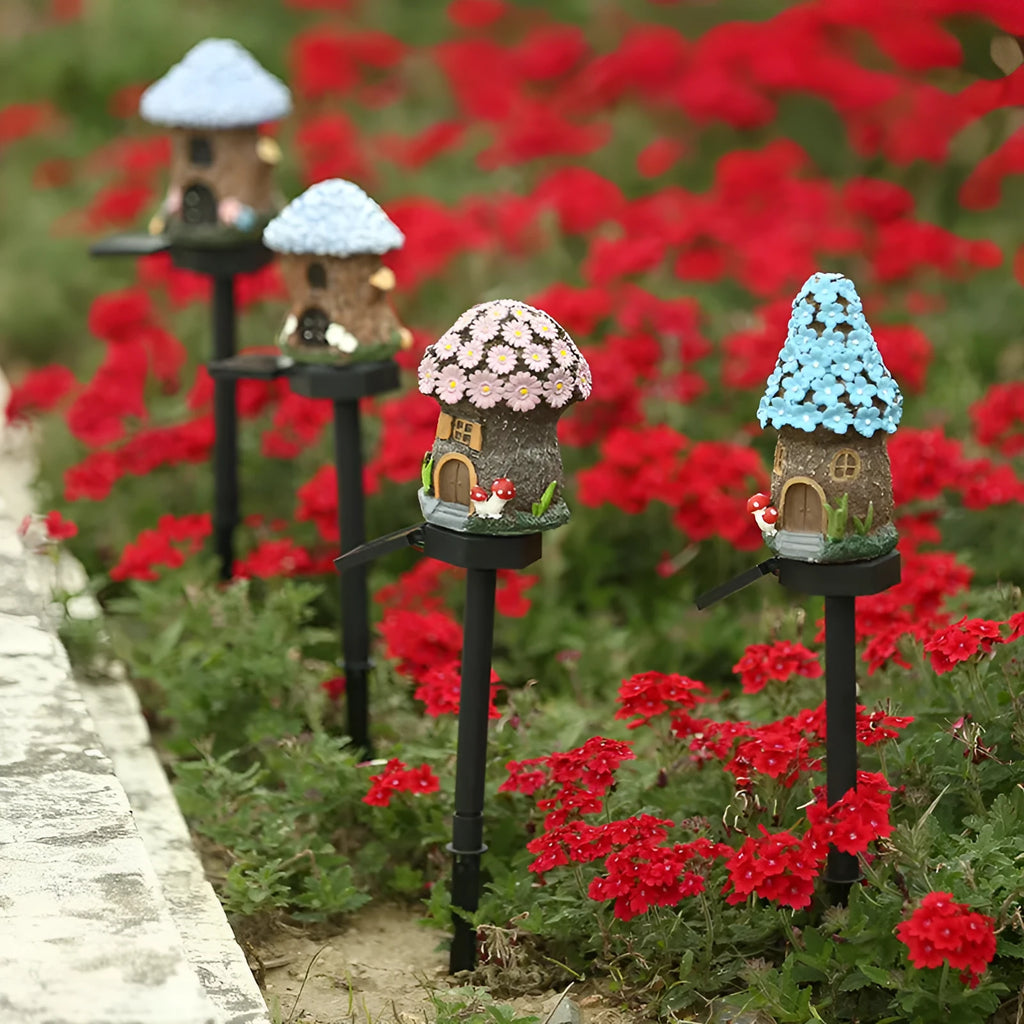 Outdoor solar-powered LED garden light in flower shape with waterproof IP55 rating