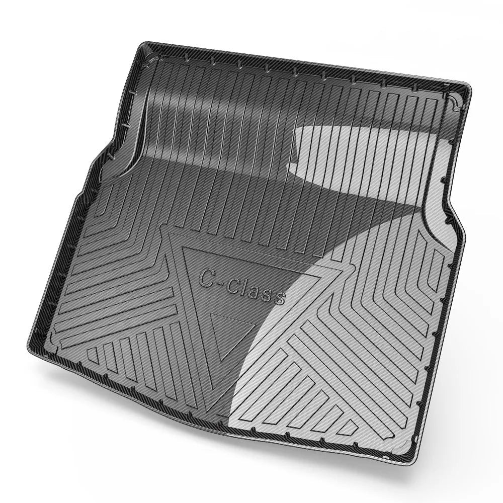 Black carbon fibre pattern car boot liner mat for vehicle cargo protection