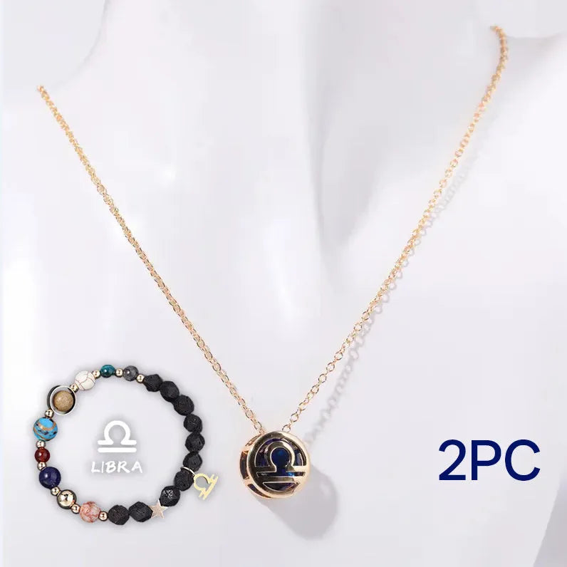 Natural stone beaded necklace and matching bracelet set in one of twelve available styles