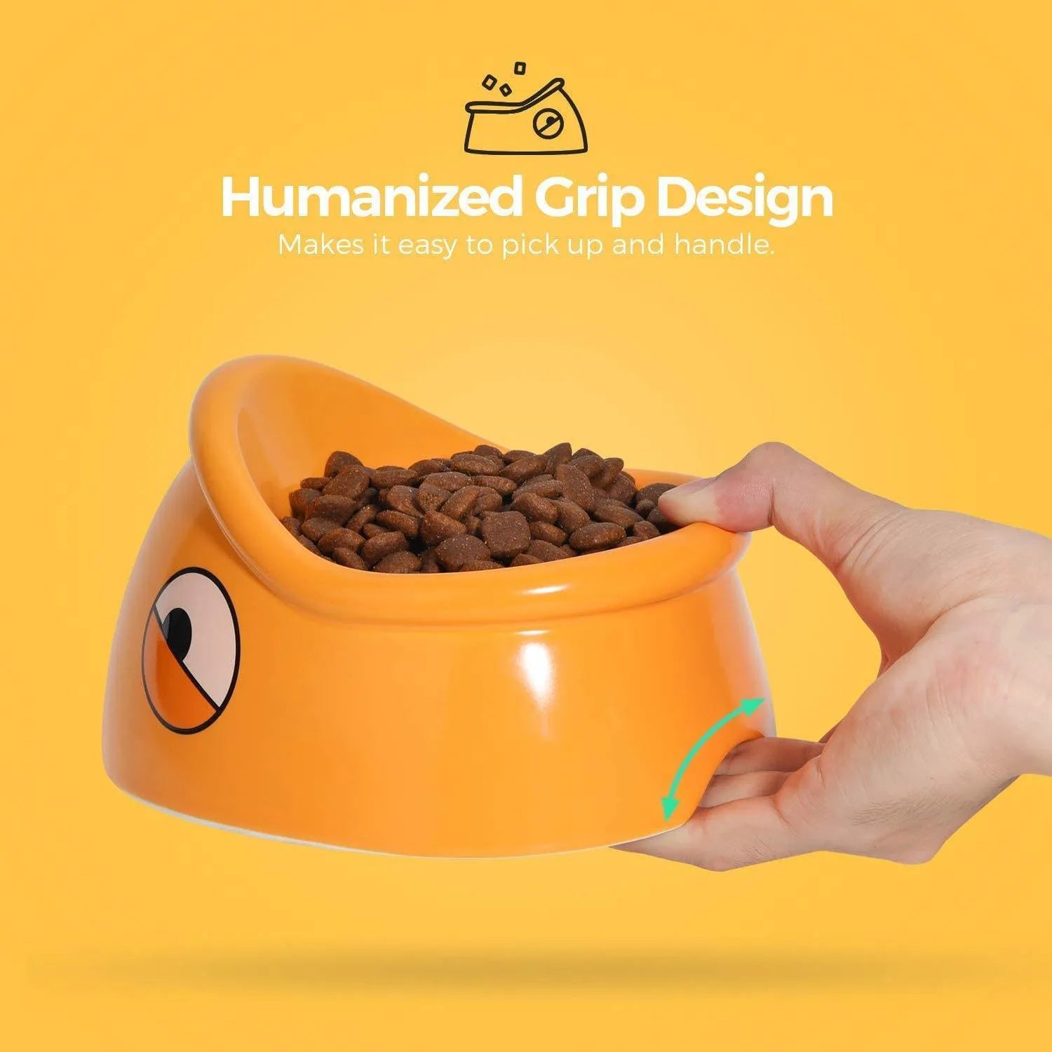 Orange ceramic overturning-proof pet bowl with fish head goldfish mouth design, 196x121x149mm