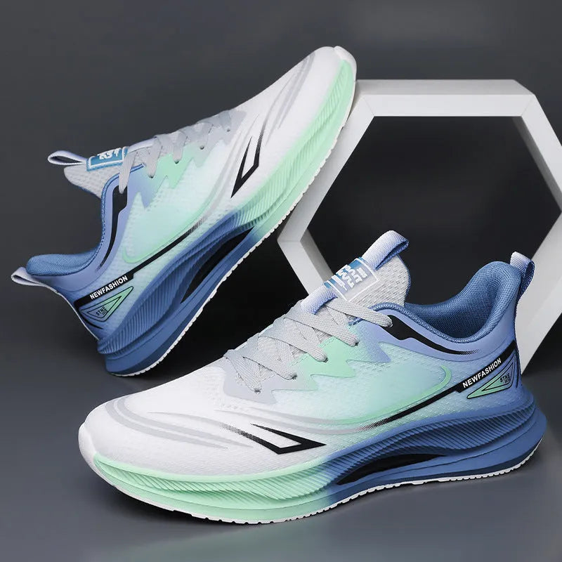 Men's low-top casual sneakers in breathable woven mesh with a round toe and rubber sole.