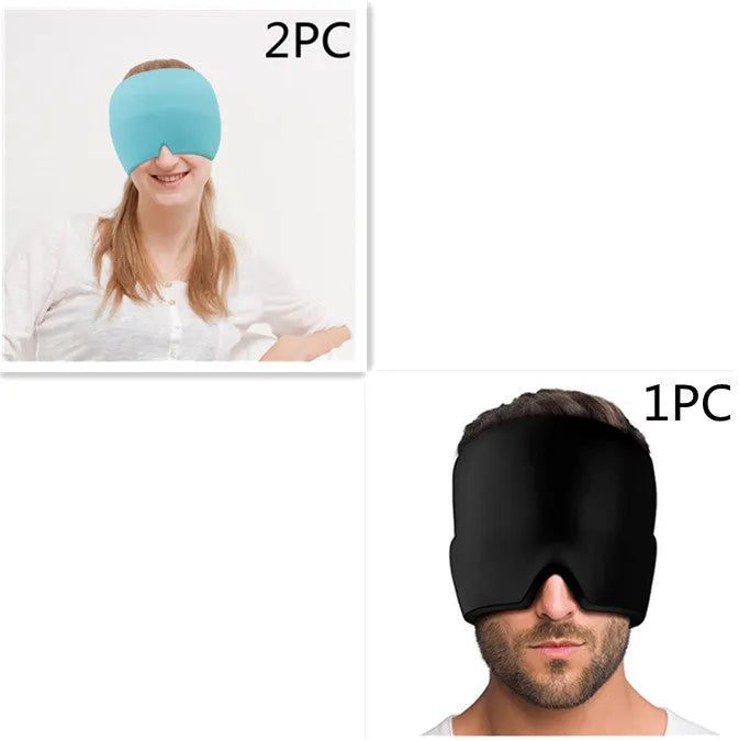 Black ice gel headache relief eye mask shown on a white background.