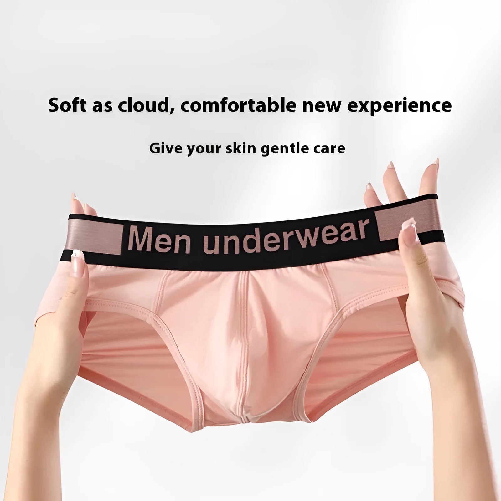 Modal men's briefs with a low waist and gradient belt in black, white, or pink colours.