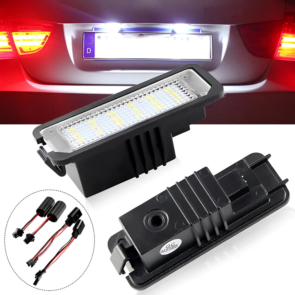 Two white LED licence plate light bulbs for Volkswagen Golf Polo Phaeton models