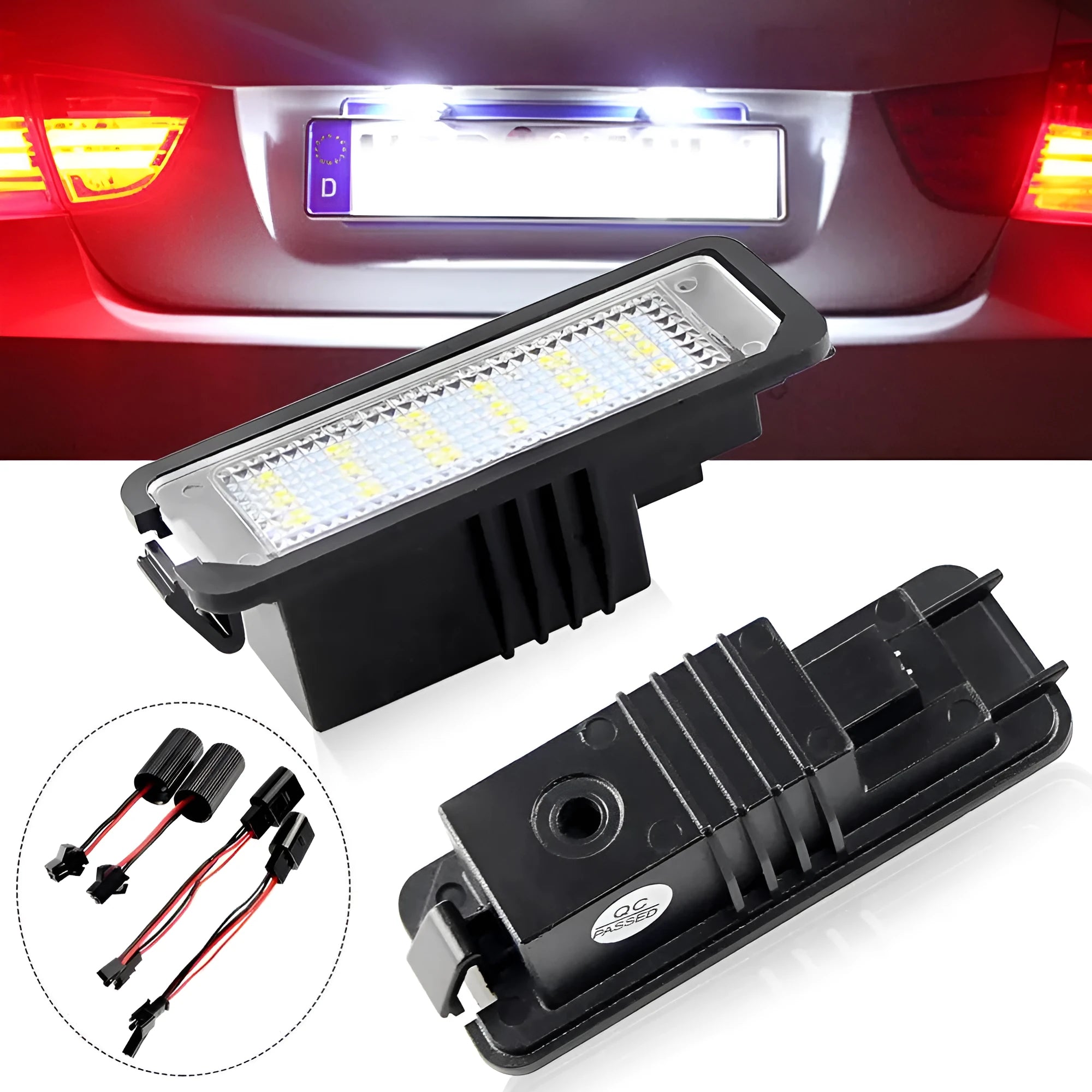 Two white LED licence plate light bulbs for Volkswagen Golf Polo Phaeton models