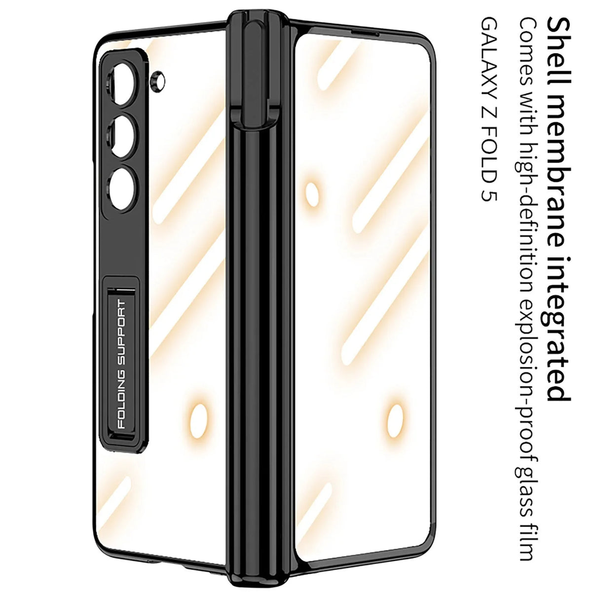Electroplating transparent phantom magnetic pen holder phone case for Samsung Galaxy Z Fold5 in Holiday Blue hard PC shell